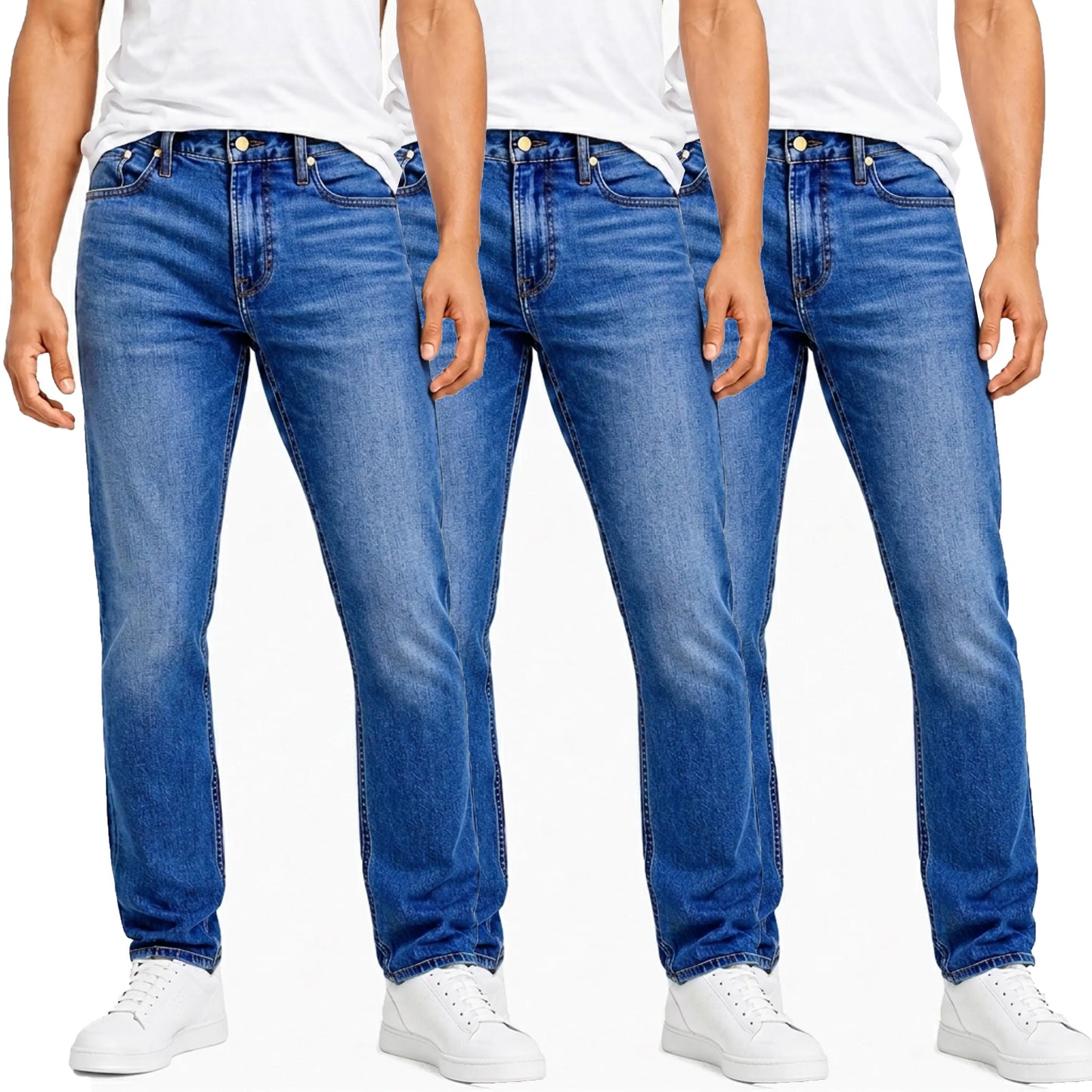 Herren Jeans 3er-Pack – Flex Stretch Slim Straight Denim mit 5 Taschen