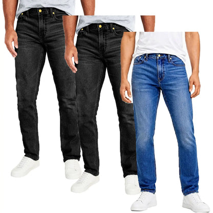 Herren Jeans 3er-Pack – Flex Stretch Slim Straight Denim mit 5 Taschen