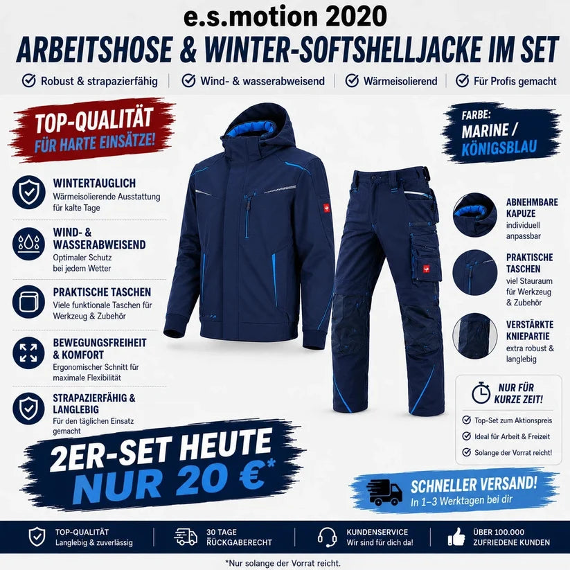 ☀️ WINTER-SALE IM SOMMER ❄️Softshelljacke × Bundhose e.s.motion 2026 Set